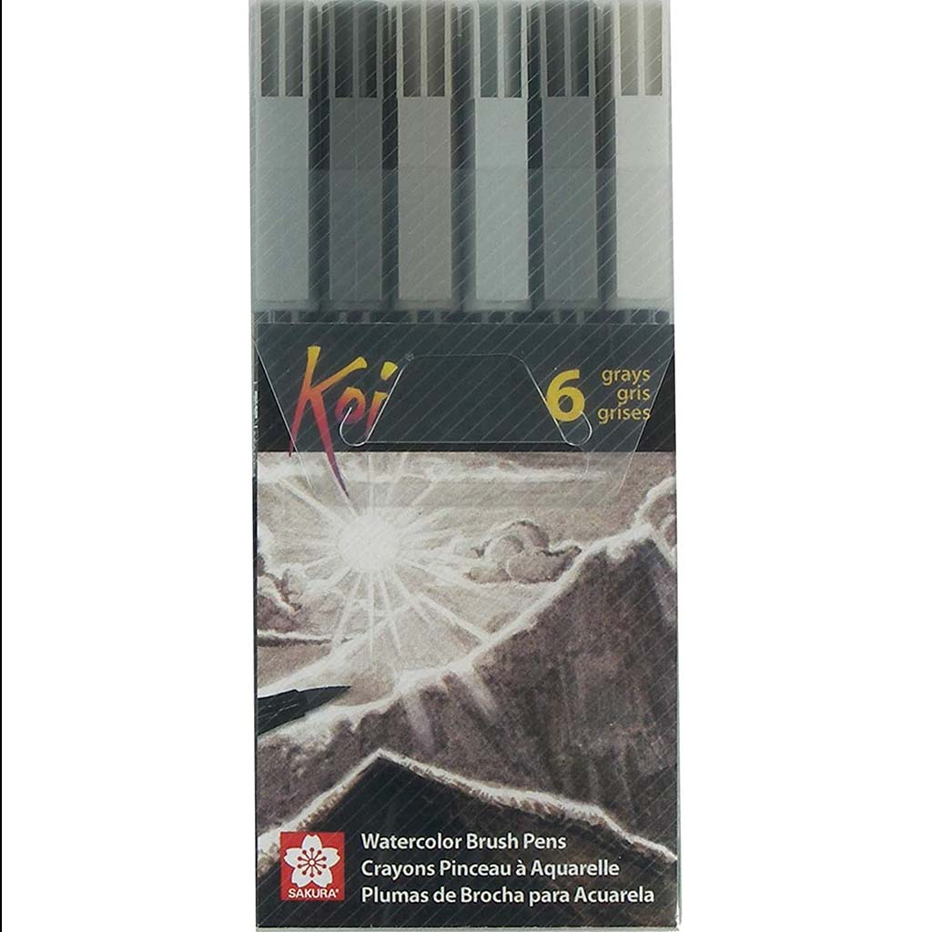 Sakura Koi Coloring Brush Pens Grays Set of 6