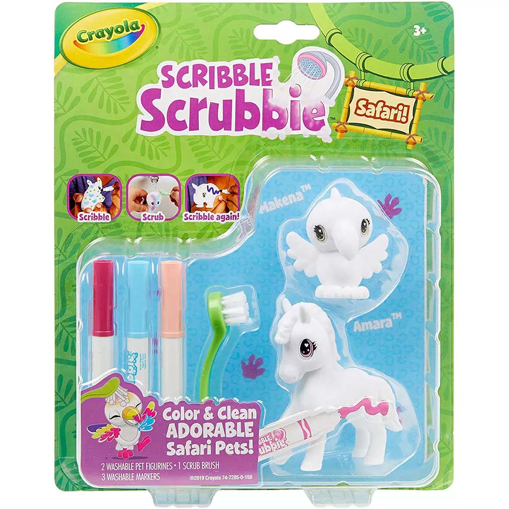 Scribble Scrubbie Safari Pack 4 (Toucan/Zebra) 2ct