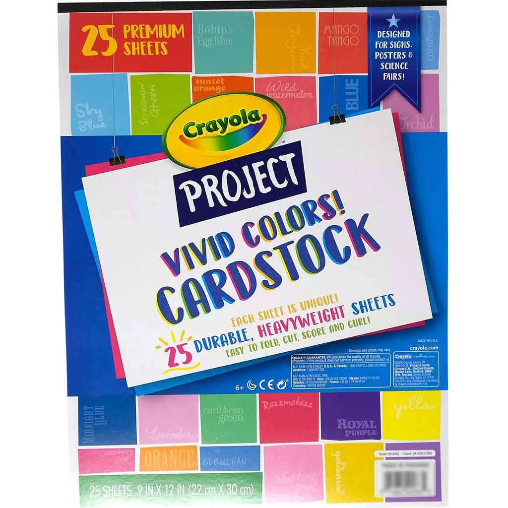 Crayola Project Cardstock Vivid Colors, 25ct