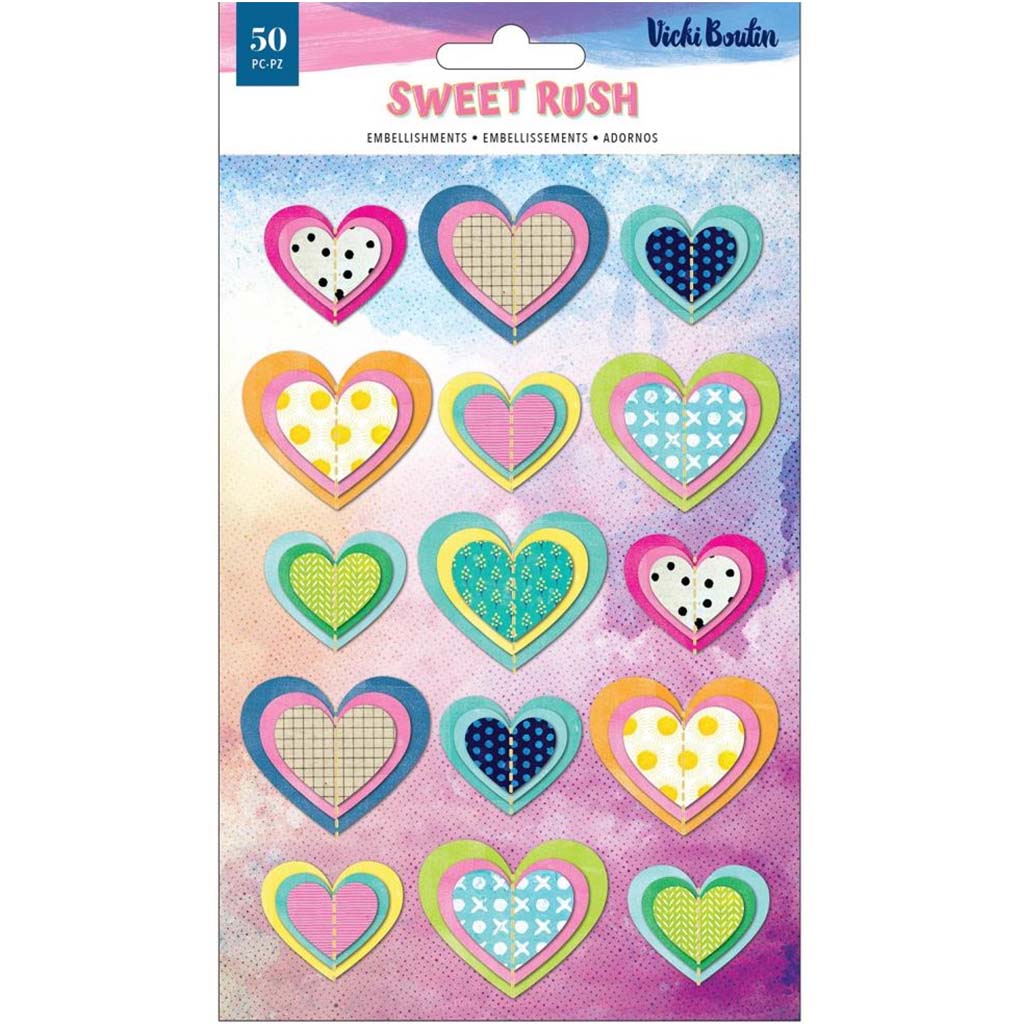 Sweet Rush Stickers Layered, 50Pc