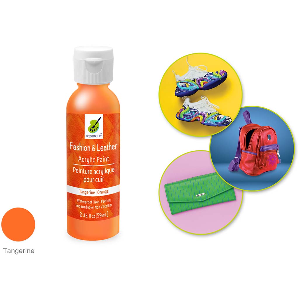Color Factory: Fashion &amp; Leather Acrylic Paint Tangerine Orange, 2Oz