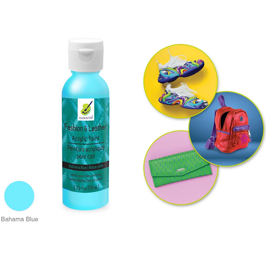 Color Factory: Fashion &amp; Leather Acrylic Paint Bahama Blue, 2Oz