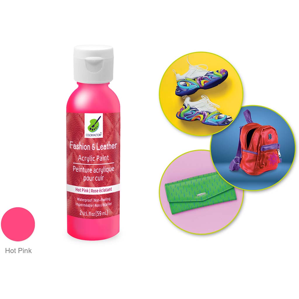 Color Factory: Fashion &amp; Leather Acrylic Paint Hot Pink, 2Oz