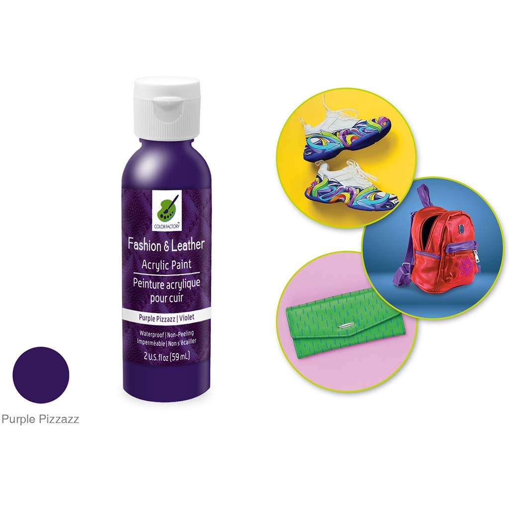 Color Factory: Fashion &amp; Leather Acrylic Paint Purple Pizzazz, 2Oz