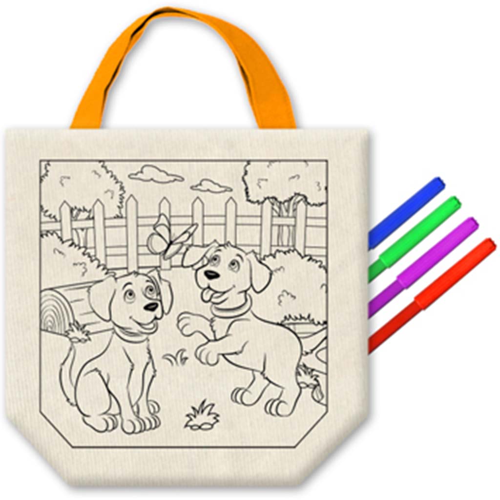 Krafty Kids Kits: Canvas Diy Goody Bags W/4 Markers Pet Fun