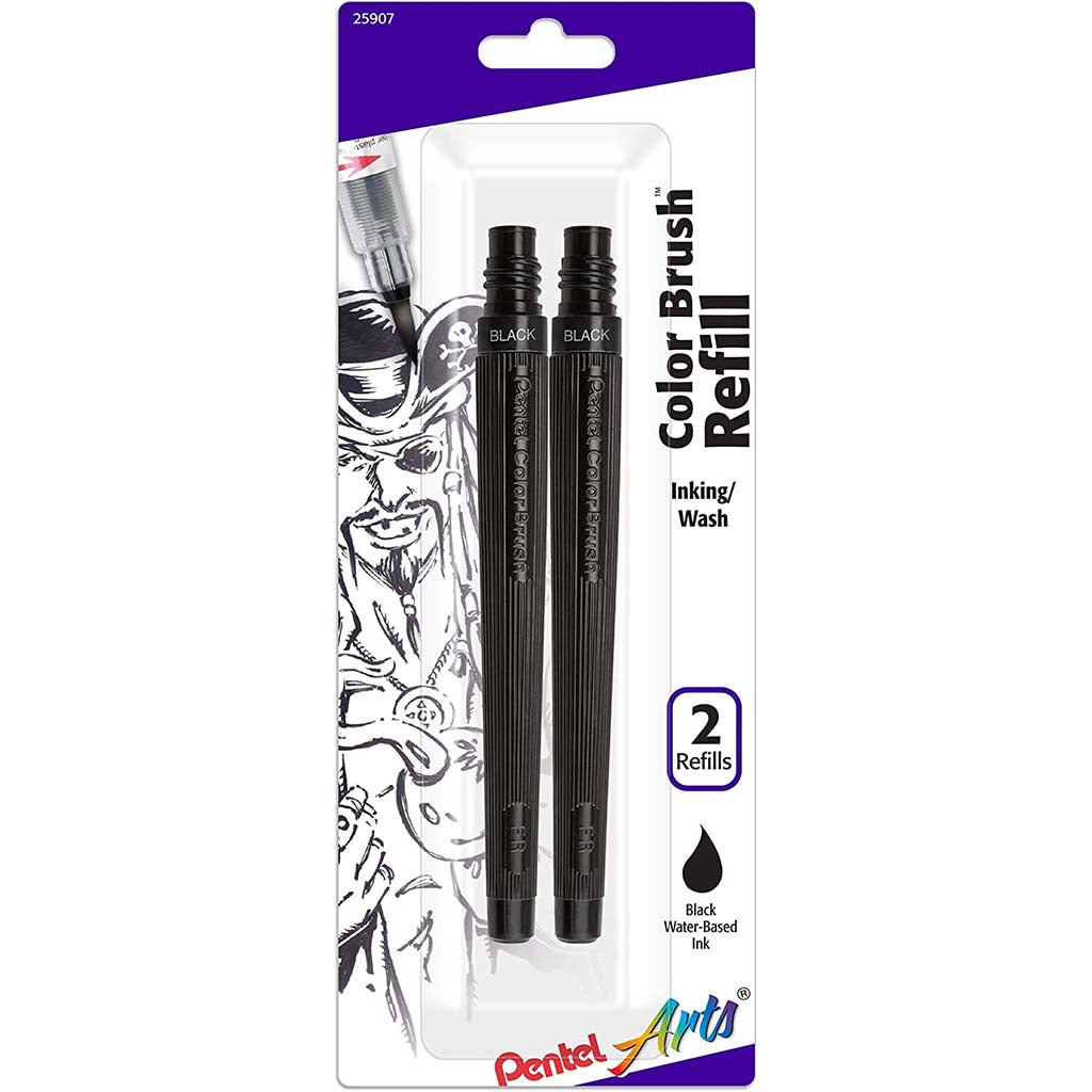 Color Brush Refll Water Based Black 2Pk