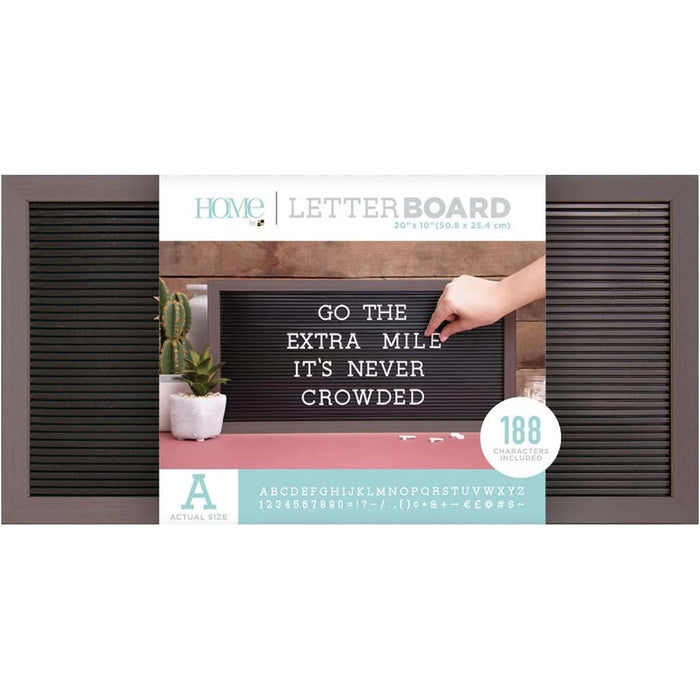 DCWV Framed Letterboard 20in x 10in- Gray Stained W/Black Insert- 188pcs