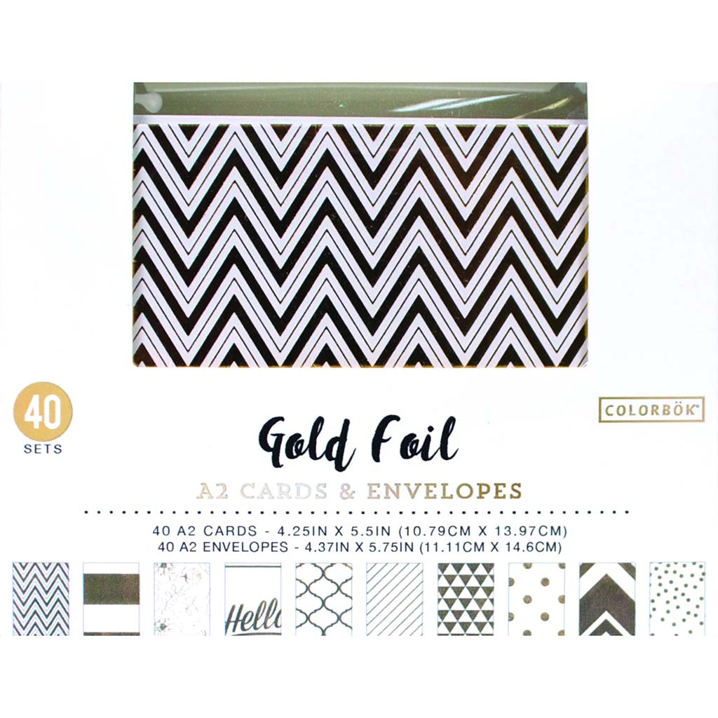 A2 Cards &amp; Envelopes Gold, 40 Set