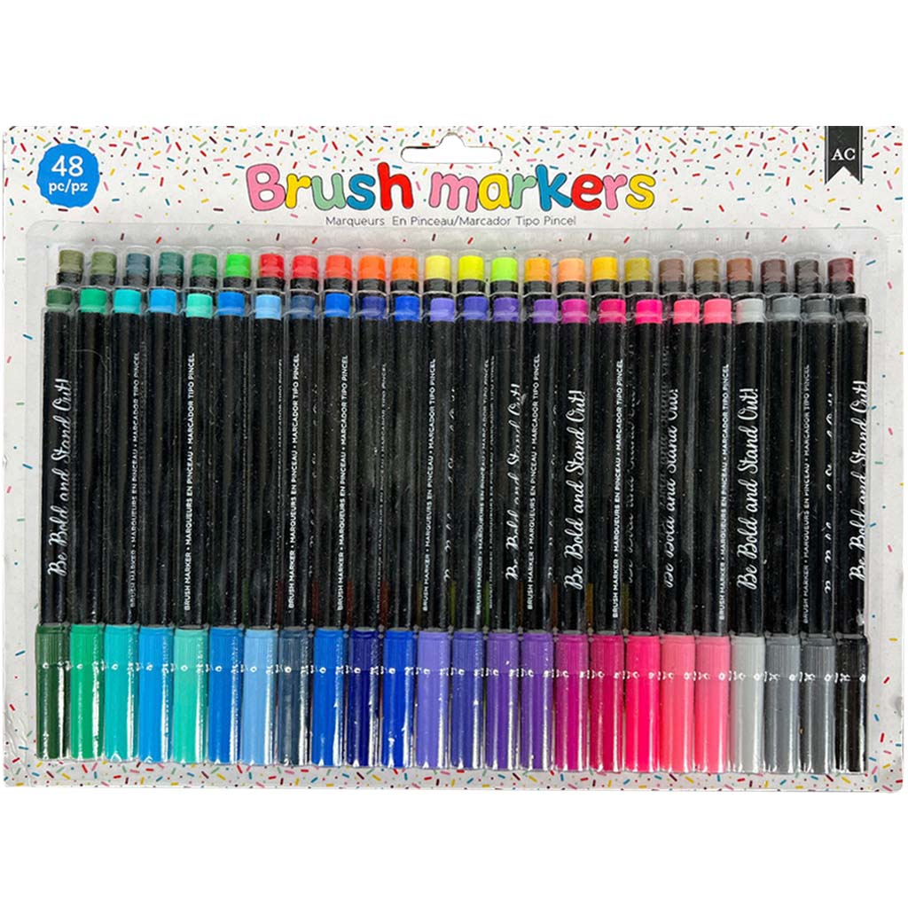 American Crafts Brush Markers, 48pc