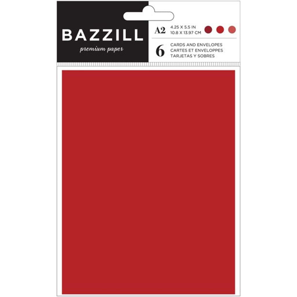 Bazzill A2 Cards and Envelopes 6Pc, Red