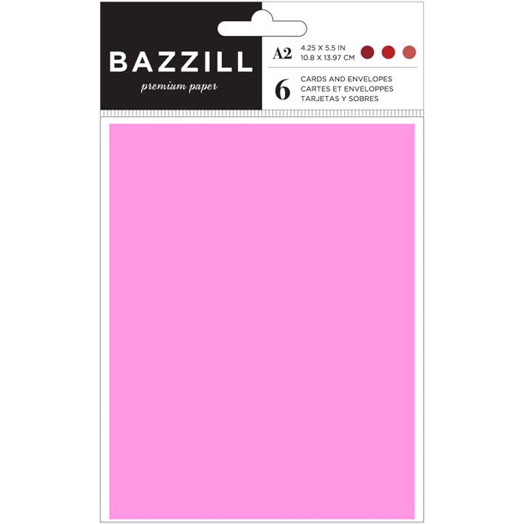 Bazzill A2 Cards and Envelopes 6Pc, Pink