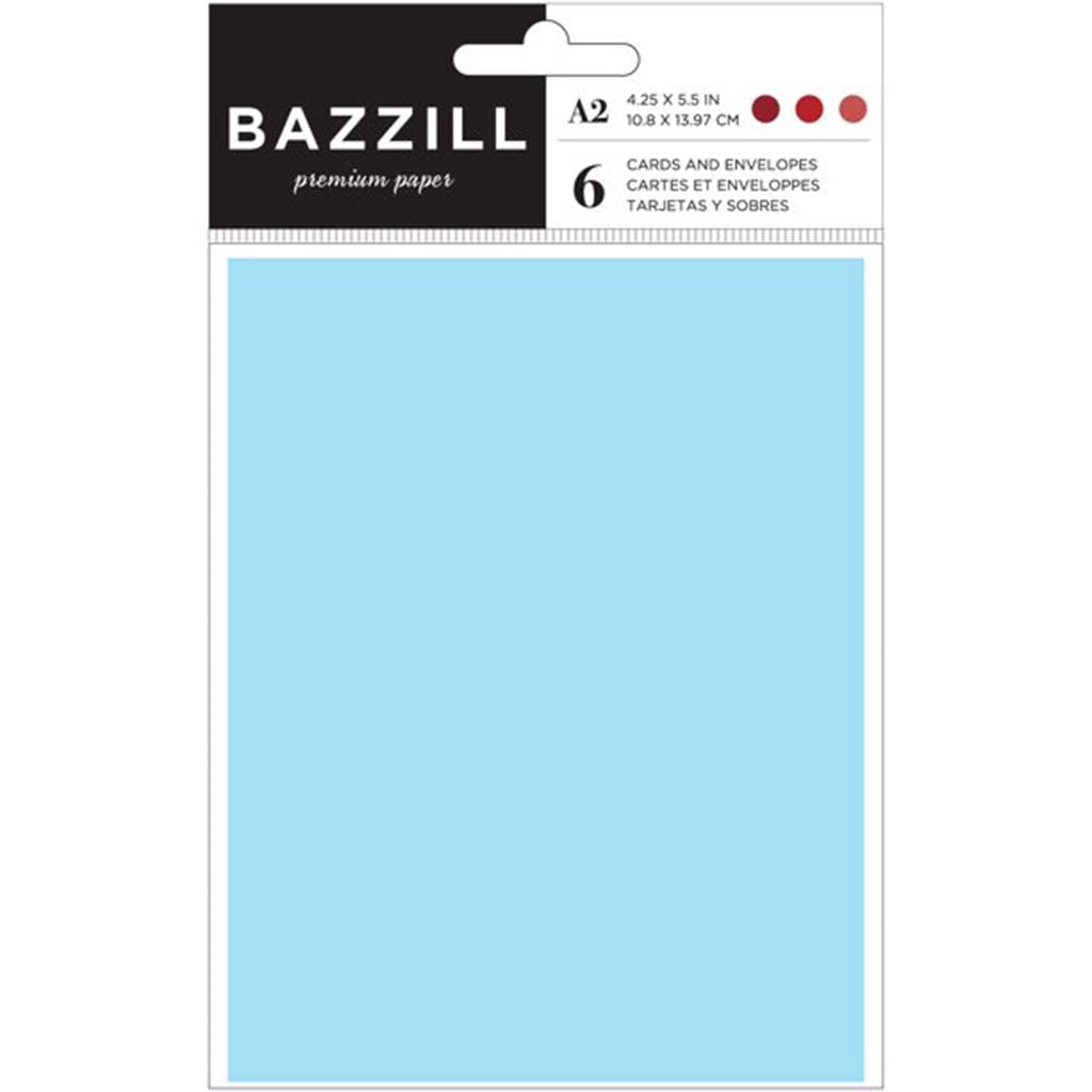 Bazzill A2 Cards and Envelopes 6Pc, Light Blue