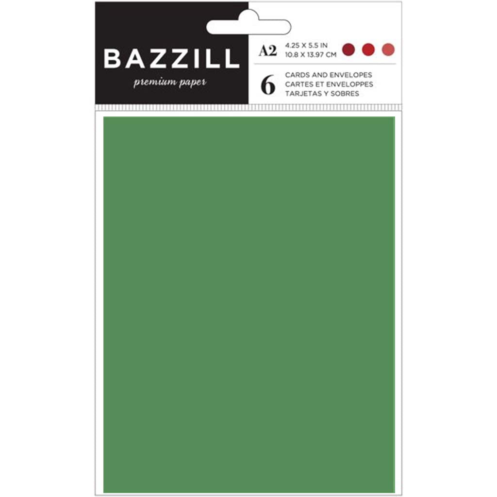 Bazzill A2 Cards and Envelopes 6Pc, Green