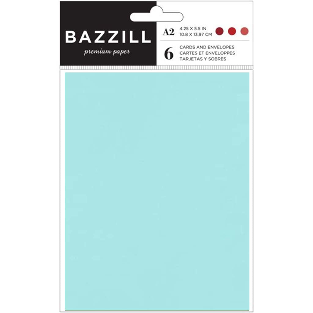 Bazzill A2 Cards and Envelopes 6Pc, Seafoam