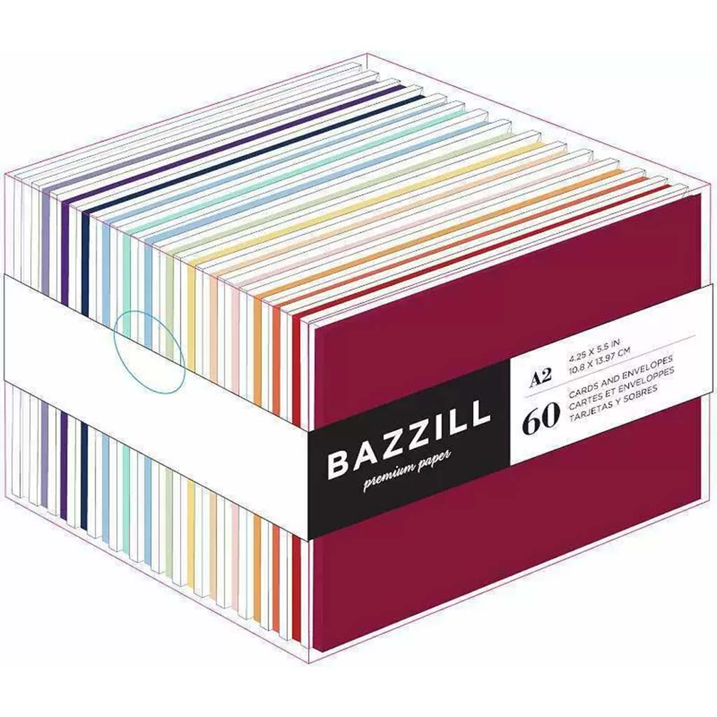 Bazzill A2 Cards and Envelopes 60Pc, Bright