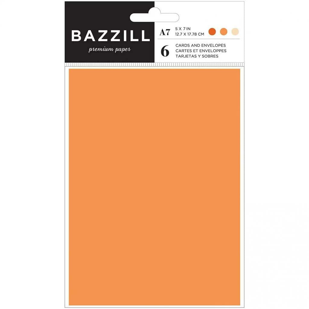 Bazzill A7 Cards and Envelopes 6Pc, Orange