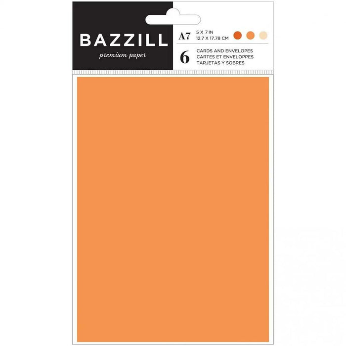 Bazzill A7 Cards and Envelopes 5in x 7in 6Pc, Orange