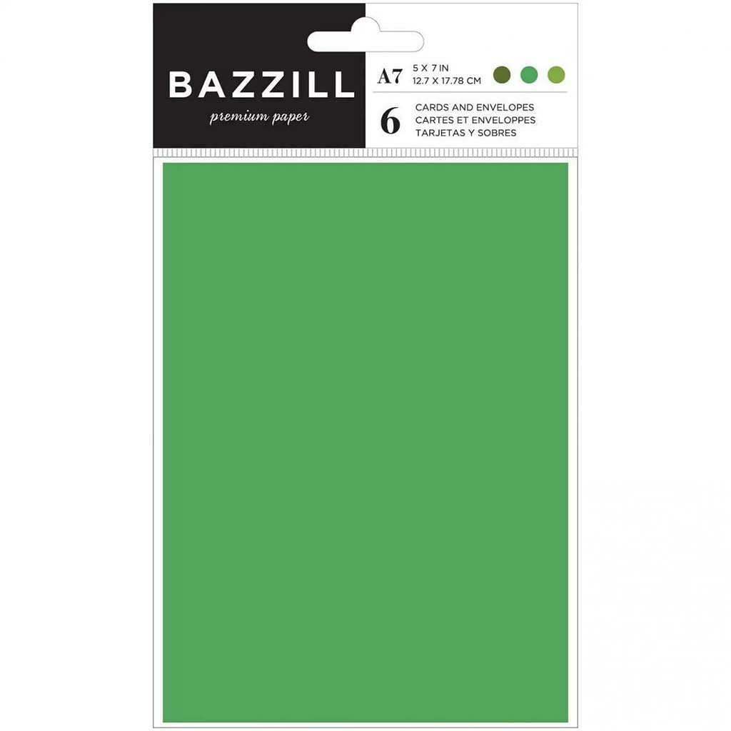 Bazzill A7 Cards and Envelopes 6Pc, Green