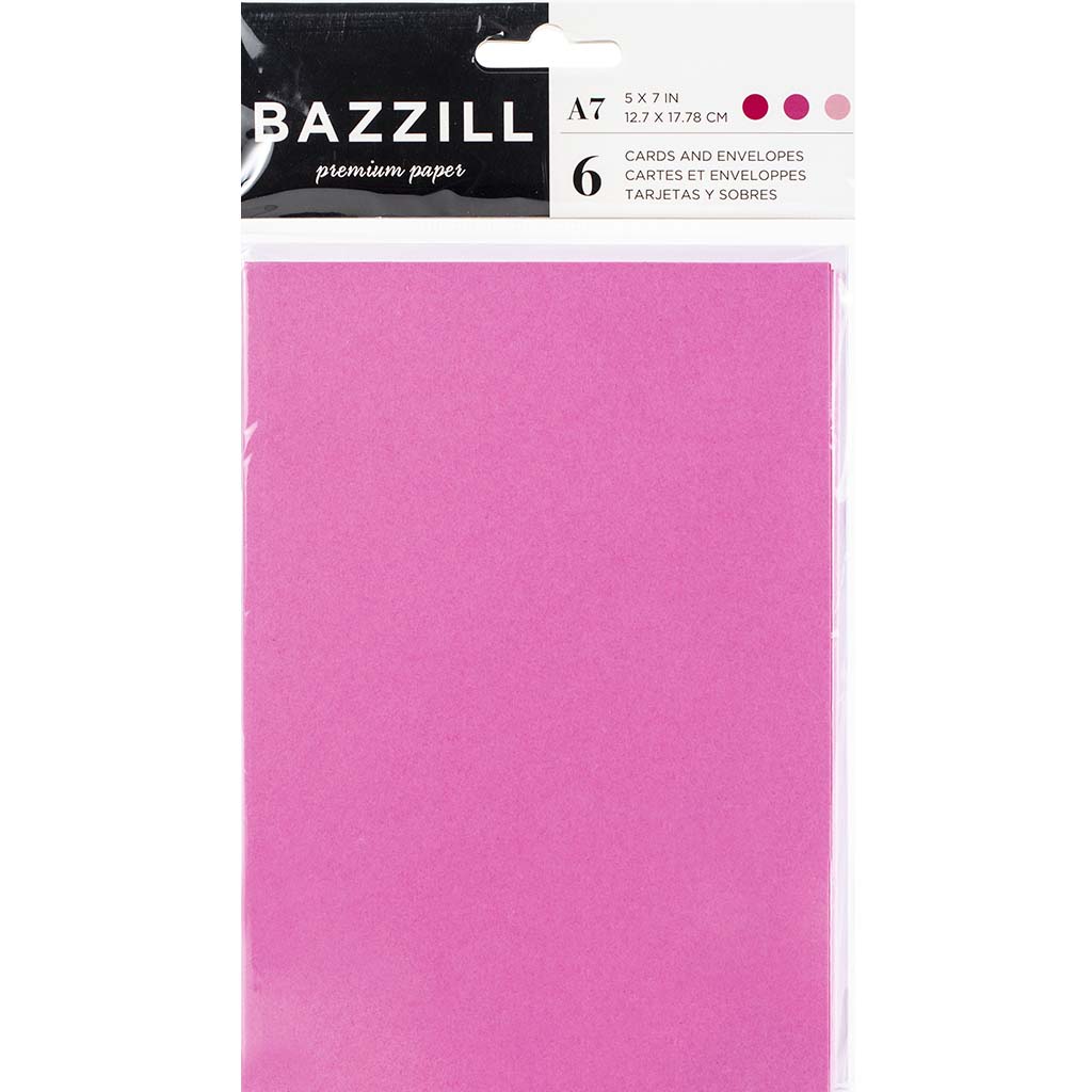 Bazzill A7 Cards and Envelopes 6Pc, Pink