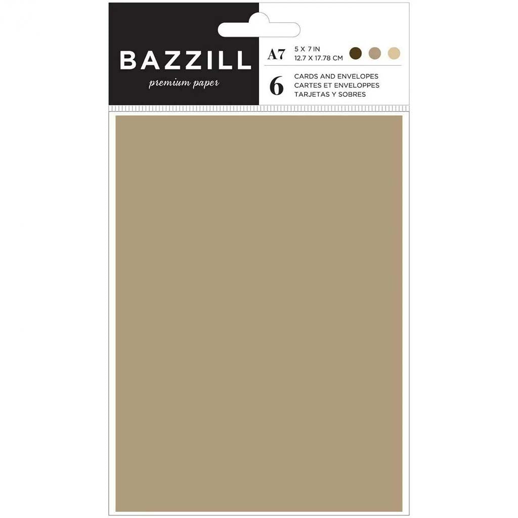 Bazzill A7 Cards and Envelopes 6Pc, Neutrals