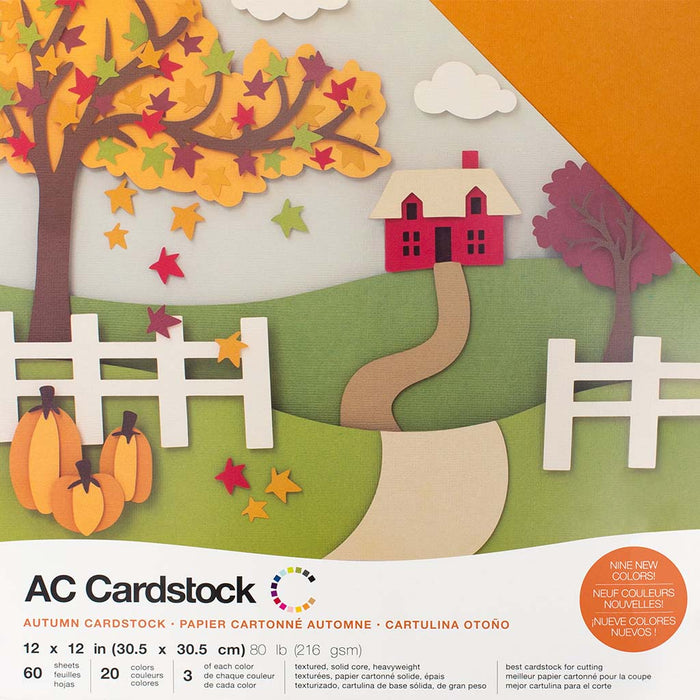 Cardstock Textured 12in x12in Solid Color Variety Pack 60 sheets- Autumn