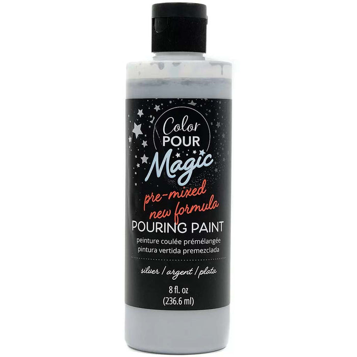 Color Pour Magic Pre-Mixed Paint 8oz, Metallic Silver