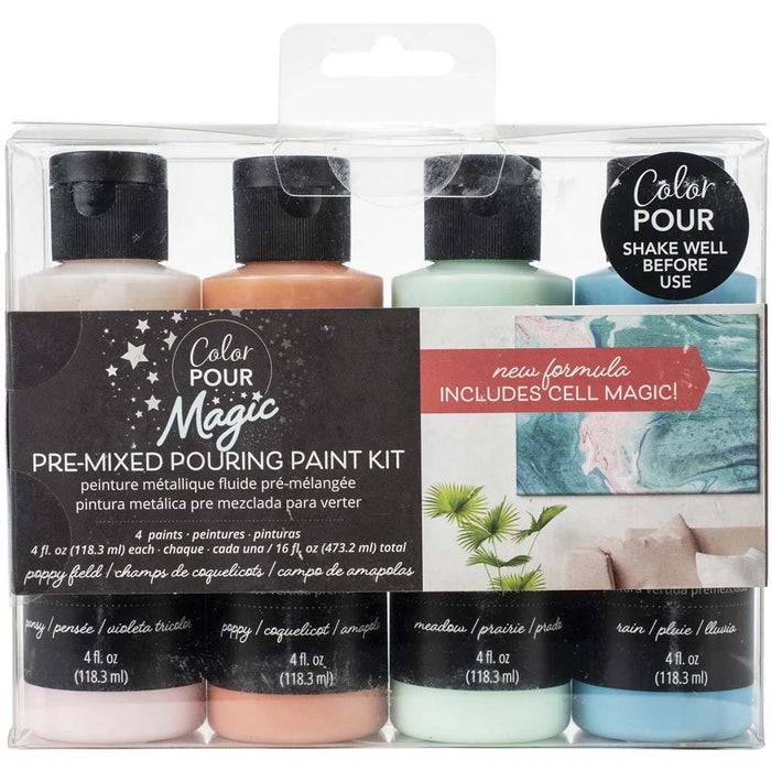Color Pour Poppy Field Magic Pre-Mixed Paint Kit, 4pk- 4oz