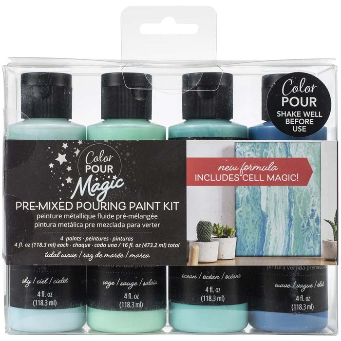 Color Pour Magic Tidal Wave Pre-Mixed Paint Kit, 4pk- 4oz