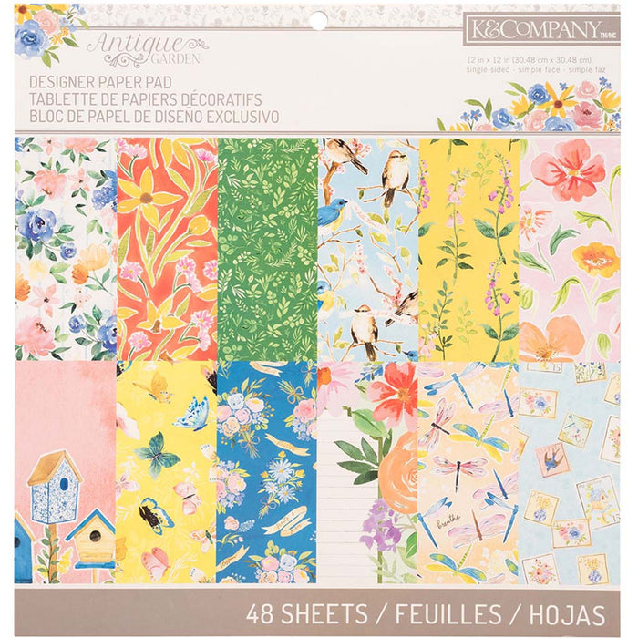Antique Garden Designer Paper Pad, 12in X 12in- 48 sheets