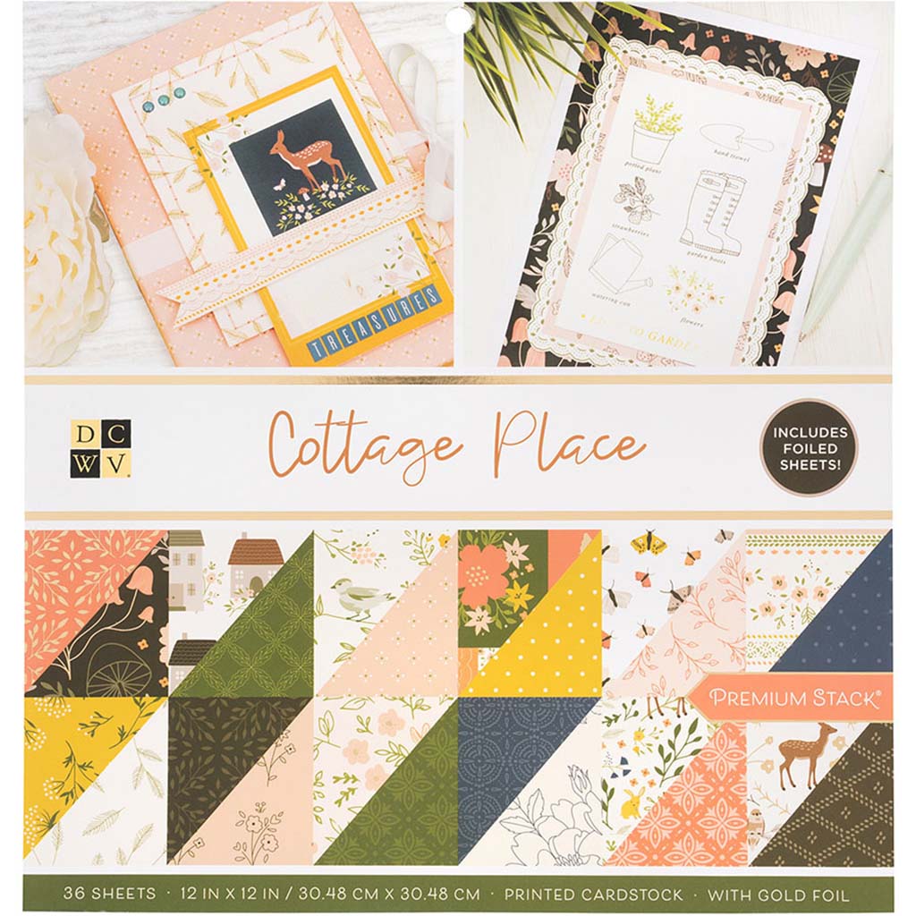 Dcwv Cottage Place Double-Sided Cardstock Stack 12in x 12in, 36PK