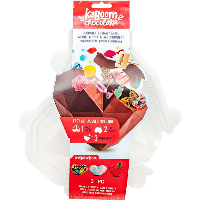 Kaboom Chocolaka Pinata Mold-Geo Heart, 3pcs