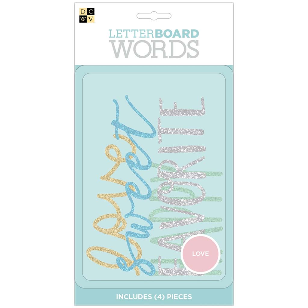 Letter Board Glitter Word, 4pc