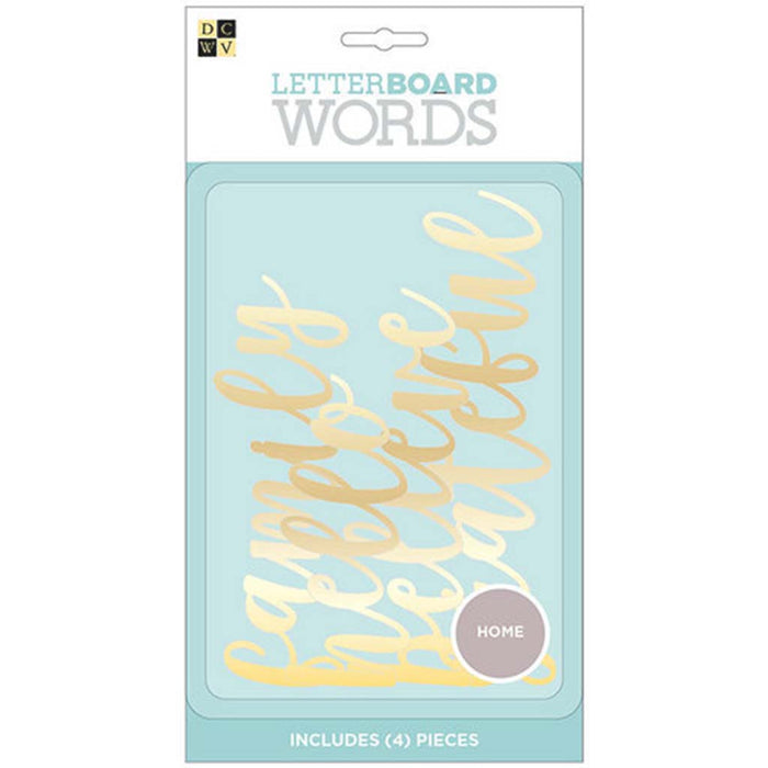DCWV Letterboard Words 4/Pkg-Home, Gold Foil