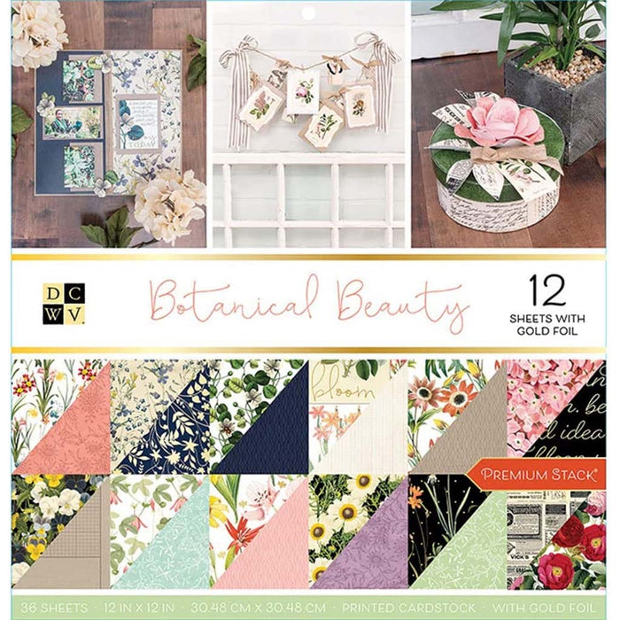 DCWV Double-Sided Cardstock Stack 12in x 12in, 36sheets- Botanical Beauty