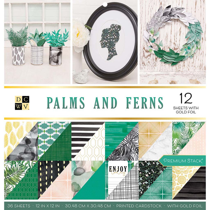 DCWV Double-Sided Cardstock Stack 12in x 12in, 36sheets- Palms And Ferns