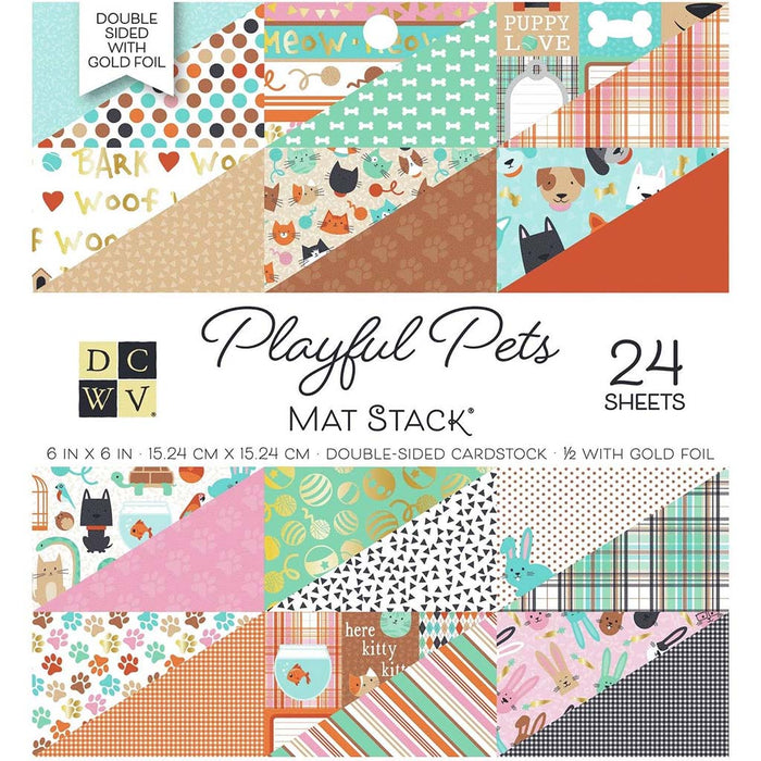 DCWV Specialty Card Stack 6in x6in 24sheets - Playful Pets
