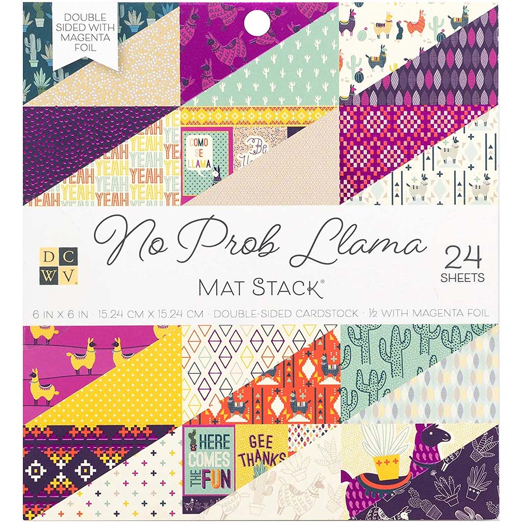 Double-Sided Cardstock Stack No Prob Llama 6inx 6in, 42pk