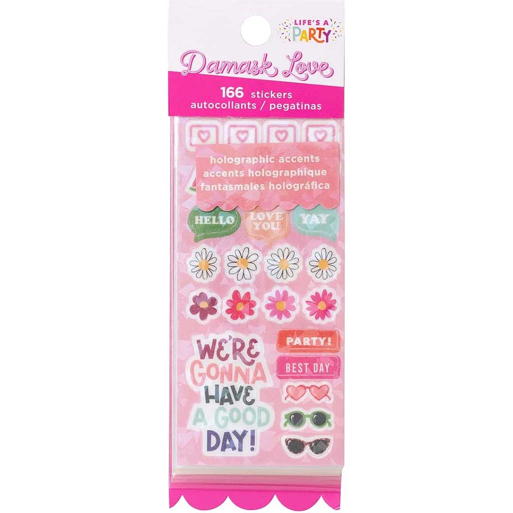 Damask Love Life's A Party Mini Sticker Book, 166pc
