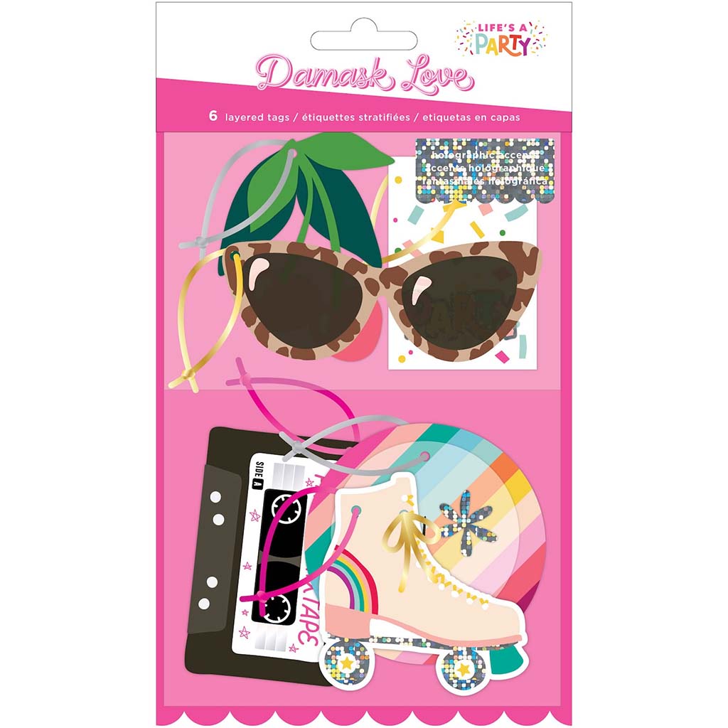 Damask Love Life's A Party Layered Tags