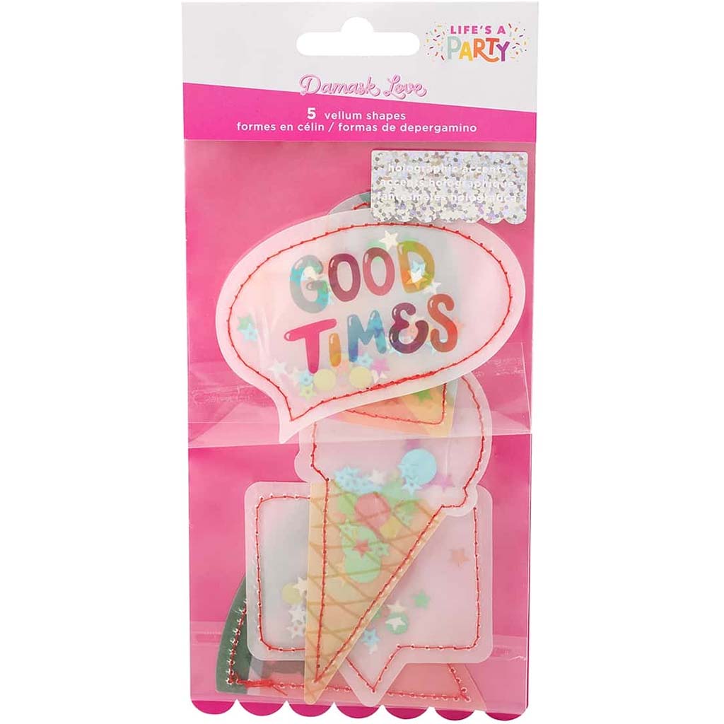 Damask Love Life's A Party Vellum Die Cuts Shapes