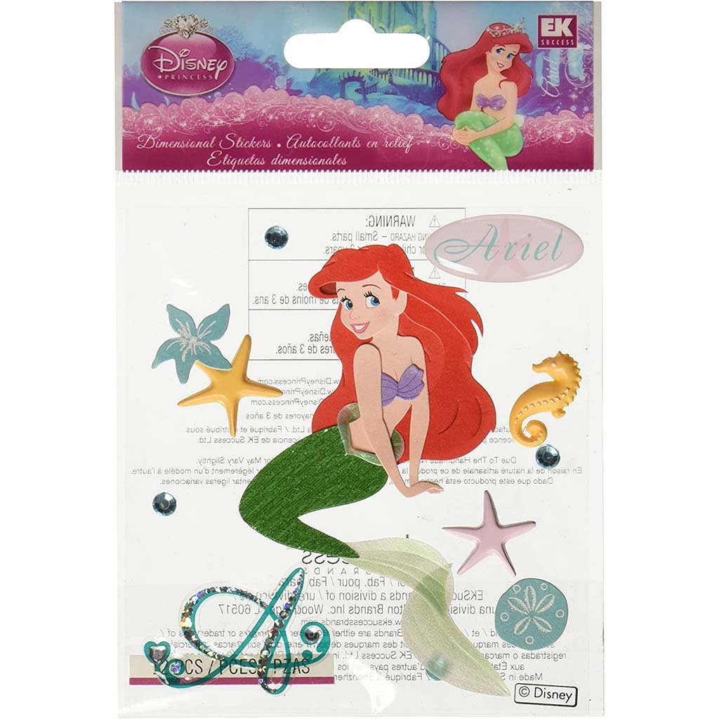 Disney Dimensional Stickers Ariel, 12pc