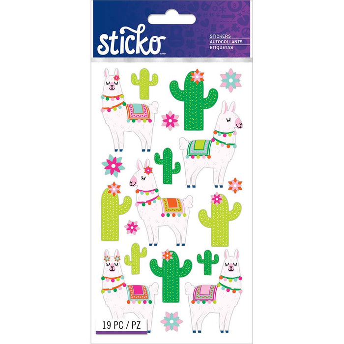 Llama And Cactus Tiny Flat Sticker, 19pcs