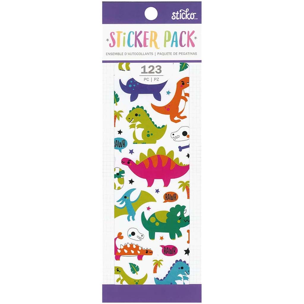 Dinosaur Sti Sticker 3 Sheets, 123pc