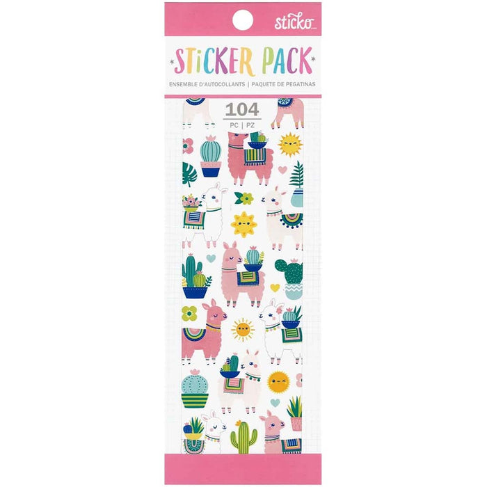 Llama And Cactus Sticker Pack-3 Sheets, 104pcs
