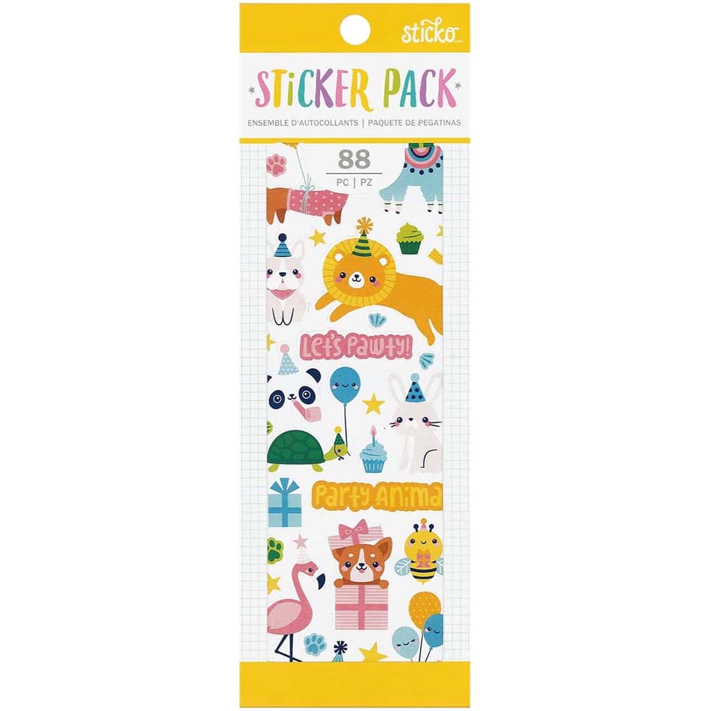 Party Animal Sti Sticker 3 Sheets, 88pc