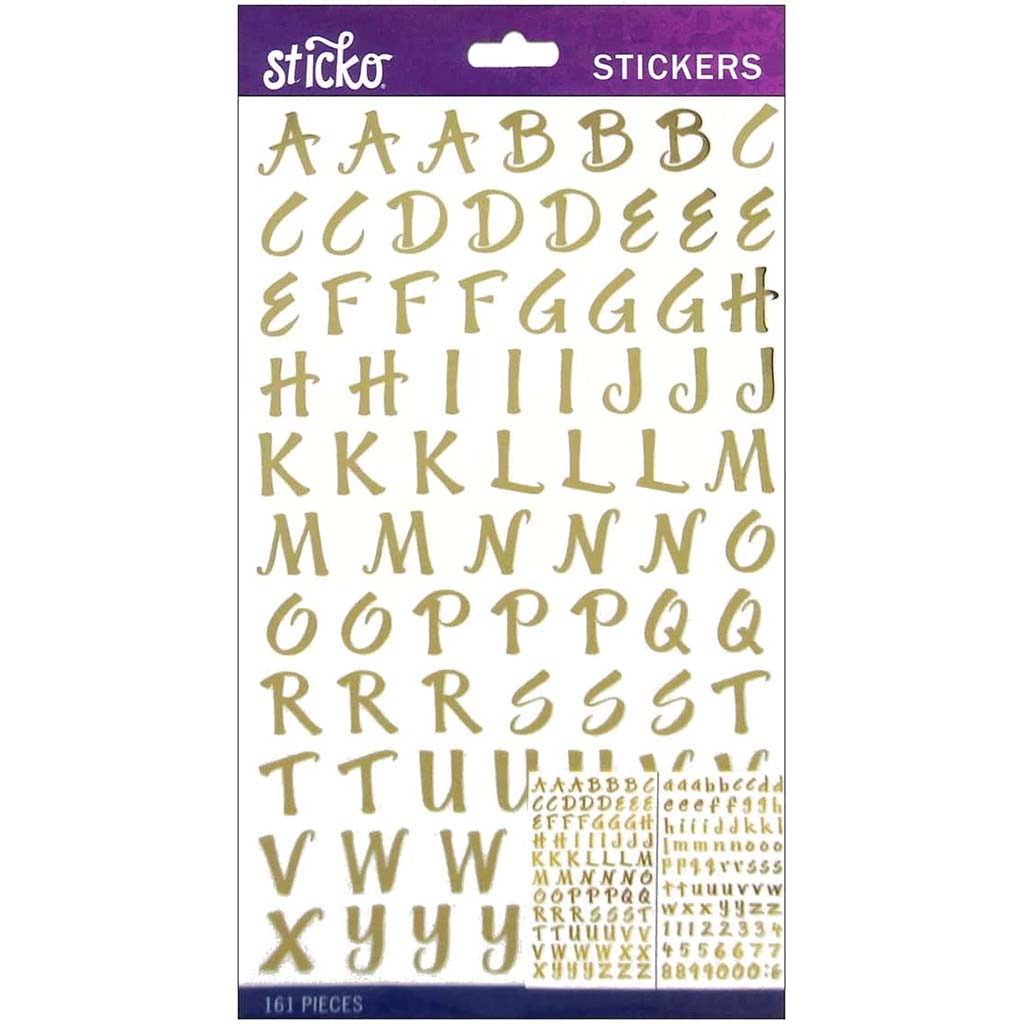 Gold Foil Brush Small Alpha Sti Sticker, 161pc