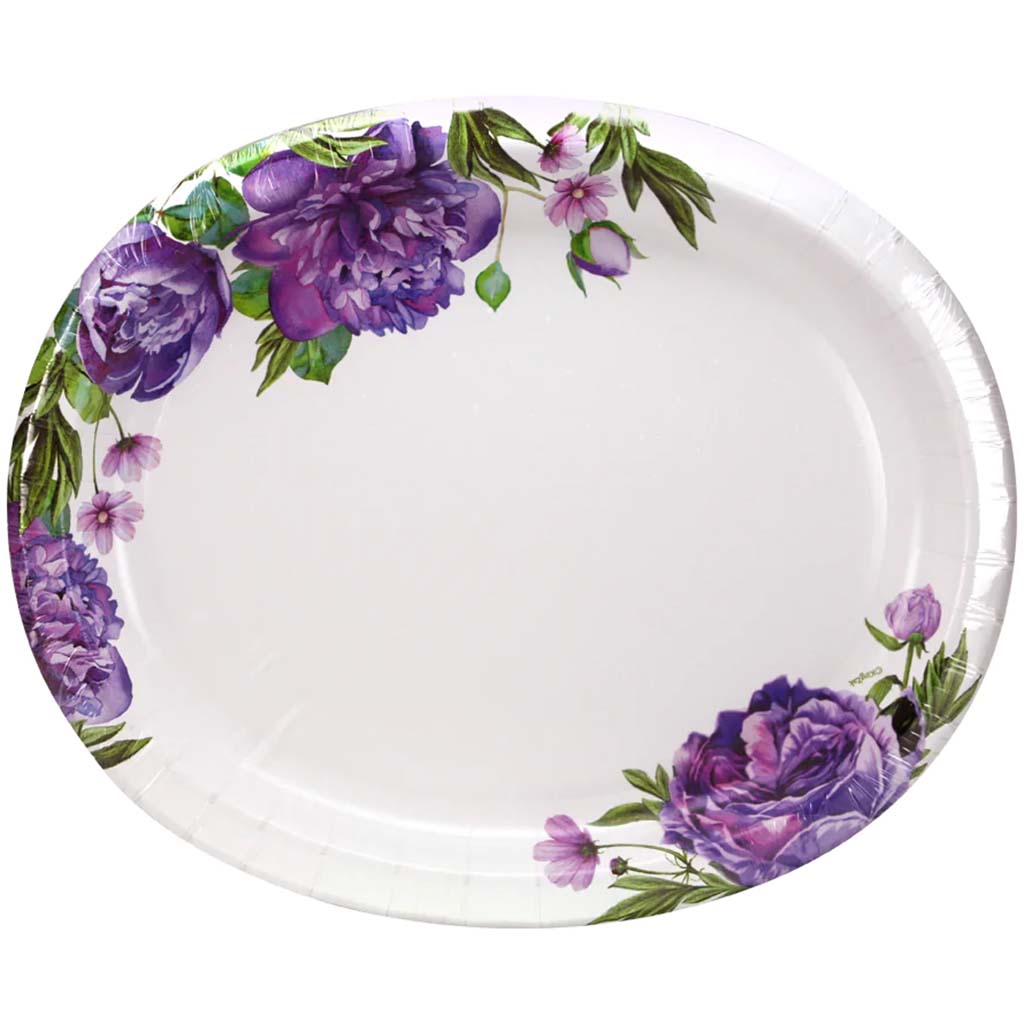 Oval Floral Paper Plates, 12in