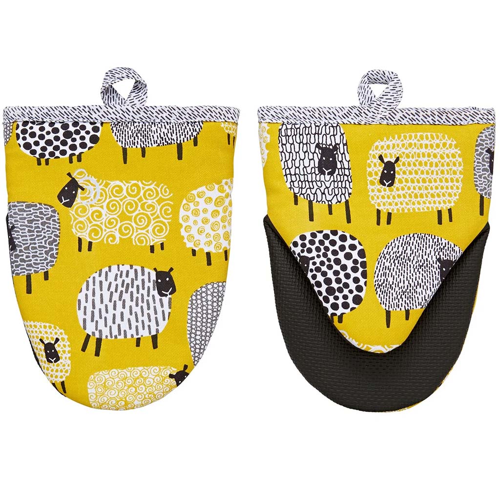 Dotty Sheep, Micro Mitts Pair-Yellow