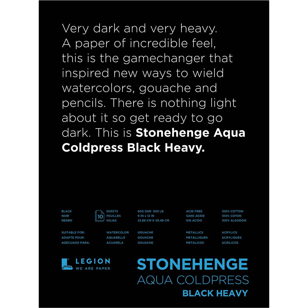 Stonehenge Aqua Coldpress 300lb 9in x 12in Black