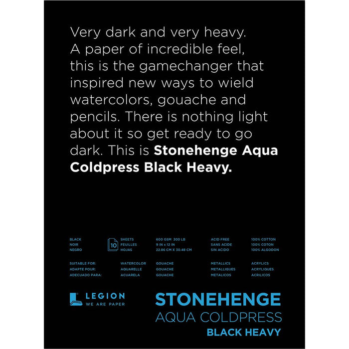Stonehenge Aqua Coldpress 300lb 9in x 12in Black